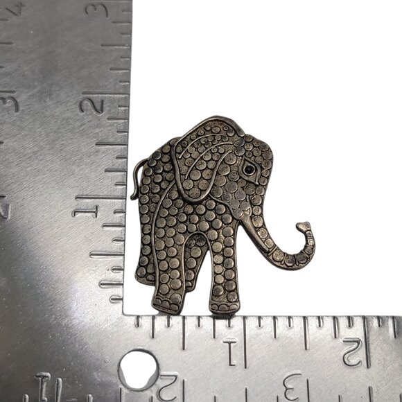 Vintage Dotted Elephant Brooch Pin Signed Darlene Antique Finish Collectible Jew - Picture 2 of 6